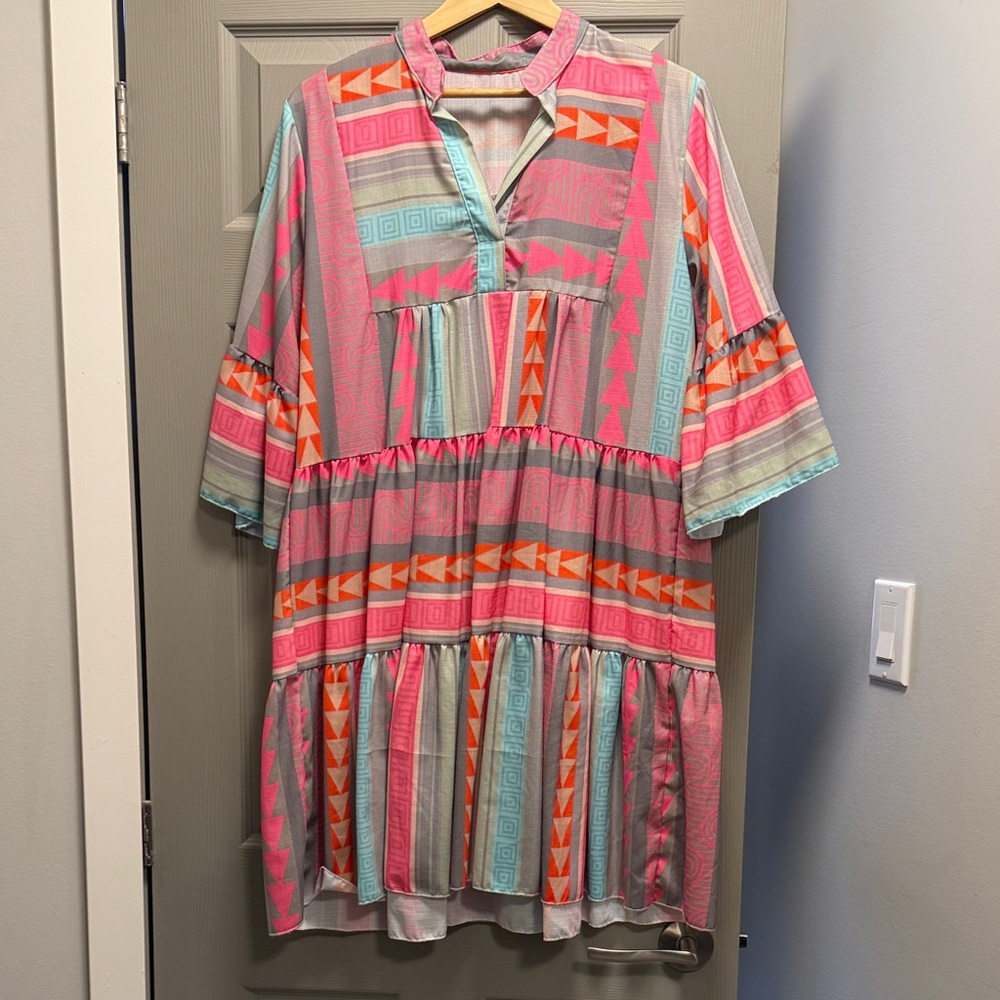 Colorful Geometric Patterned Dress